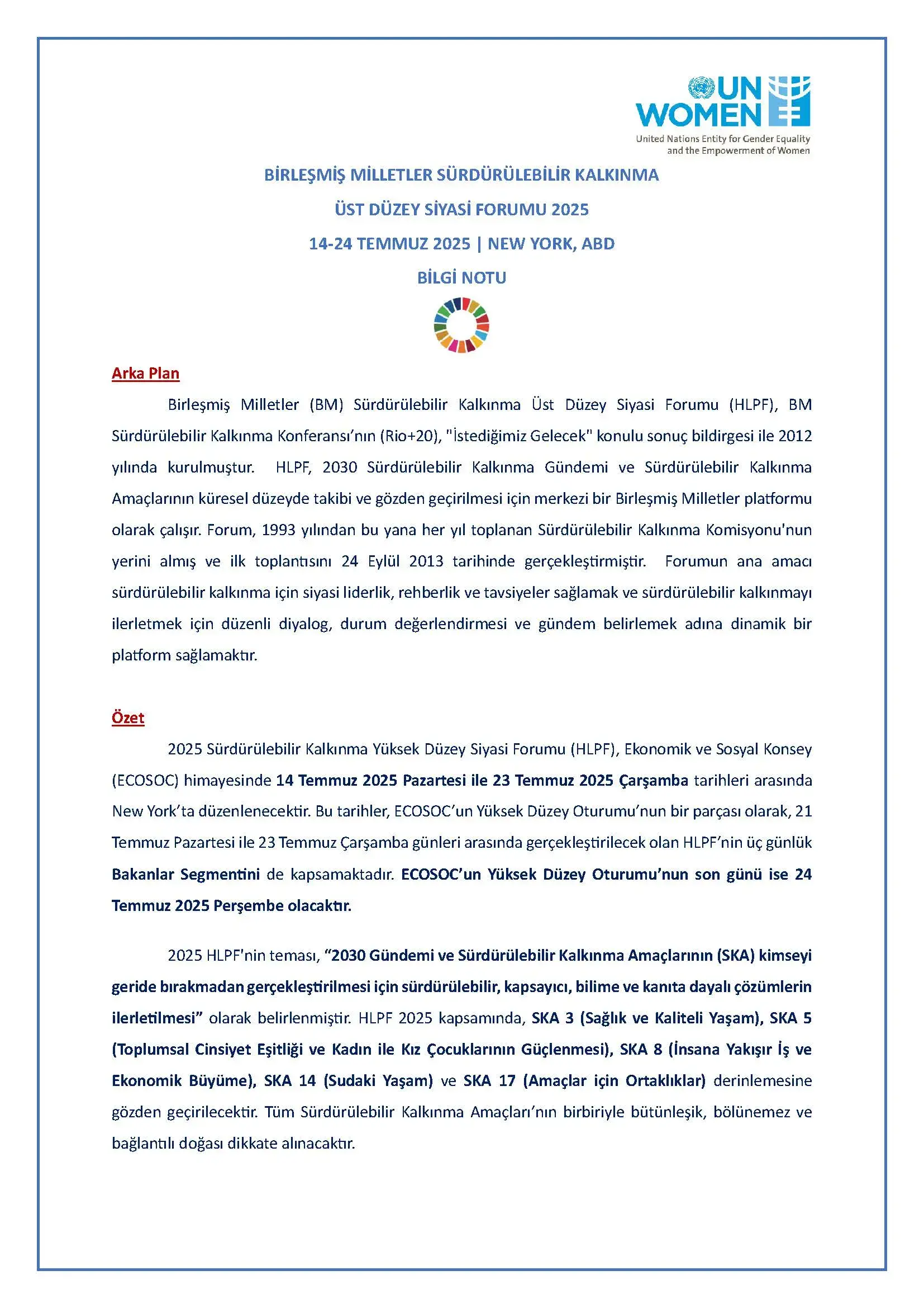 Info Note on High Level Political Forum 2025 Cover